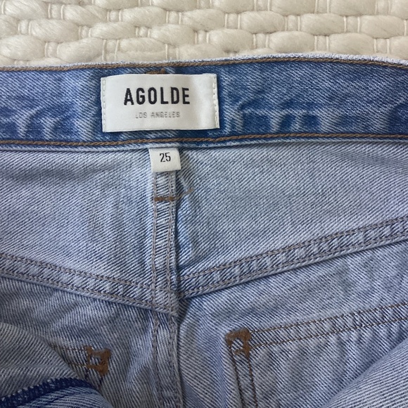 Agolde Women Sz 25 Cooper Cargo Denim Jean High Rise Light Wash Straight Zip 27” - Picture 4 of 9